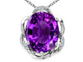 Tommaso Design™ Oval 12x10mm Genuine Amethyst Pendant Necklace