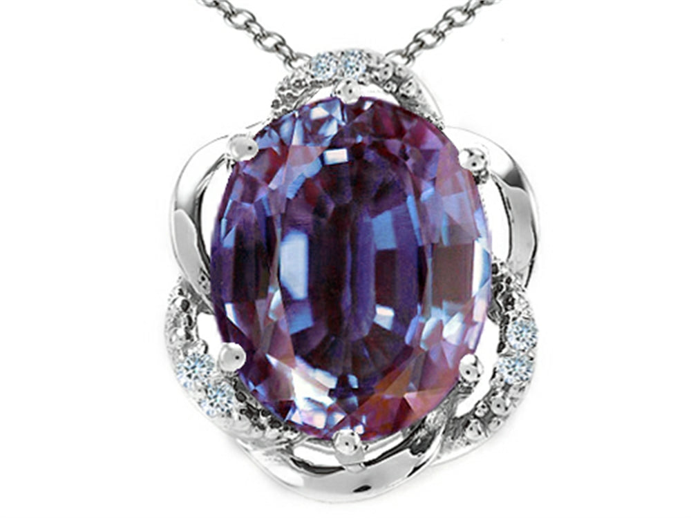 Tommaso Design™ Oval 12x10mm Simulated Alexandrite Pendant Necklace