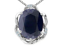 Tommaso Design™ Oval 12x10mm Genuine Black Sapphire Pendant Necklace