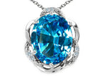 Tommaso Design™ Oval 12x10mm Genuine Blue Topaz Pendant Necklace