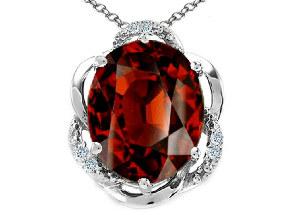 Tommaso Design™ Oval 12x10mm Genuine Garnet Pendant Necklace