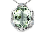 Tommaso Design™ Oval 12x10mm Green Amethyst Pendant Necklace