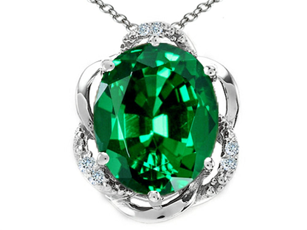 Tommaso Design™ Oval 12x10mm Simulated Emerald Pendant Necklace