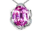 Tommaso Design™ Oval 12x10mm Simulated Pink Tourmaline Pendant Necklace