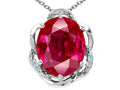 Tommaso Design™ Oval 12x10mm Created Ruby Pendant Necklace