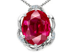 Tommaso Design™ Oval 12x10mm Created Ruby Pendant Necklace