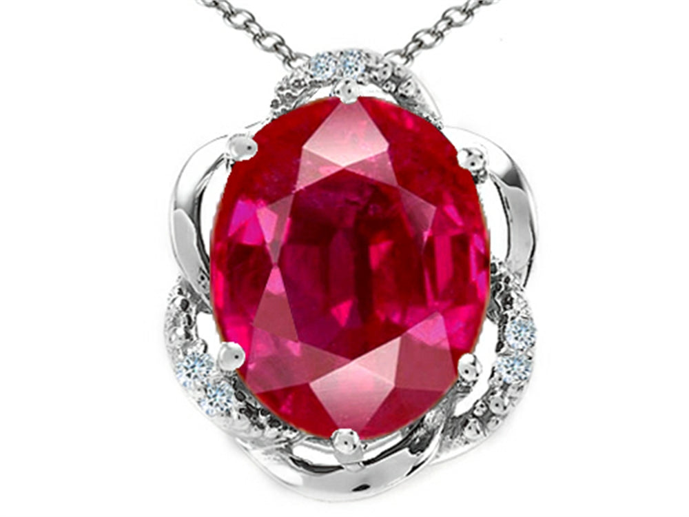 Tommaso Design™ Oval 12x10mm Created Ruby Pendant Necklace