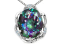 Tommaso Design™ Oval 12x10mm Rainbow Mystic Topaz Pendant Necklace