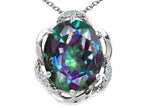 Tommaso Design™ Oval 12x10mm Rainbow Mystic Topaz Pendant Necklace