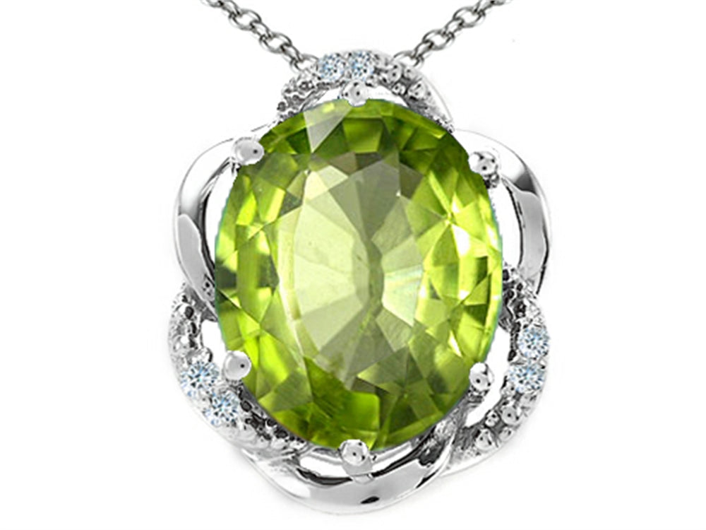 Tommaso Design™ Oval 12x10mm Genuine Peridot Pendant Necklace