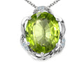 Tommaso Design™ Oval 12x10mm Genuine Peridot Pendant Necklace