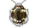 Tommaso Design™ Oval 12x10mm Genuine Smoky Quartz Pendant Necklace