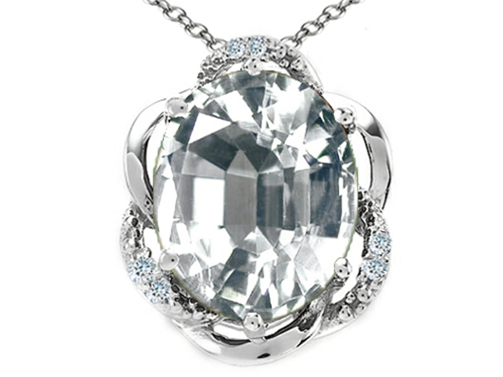 Tommaso Design™ Oval 12x10mm Genuine White Topaz Pendant Necklace