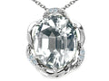 Tommaso Design™ Oval 12x10mm Genuine White Topaz Pendant Necklace
