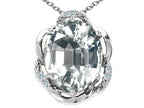 Tommaso Design™ Oval 12x10mm Genuine White Topaz Pendant Necklace
