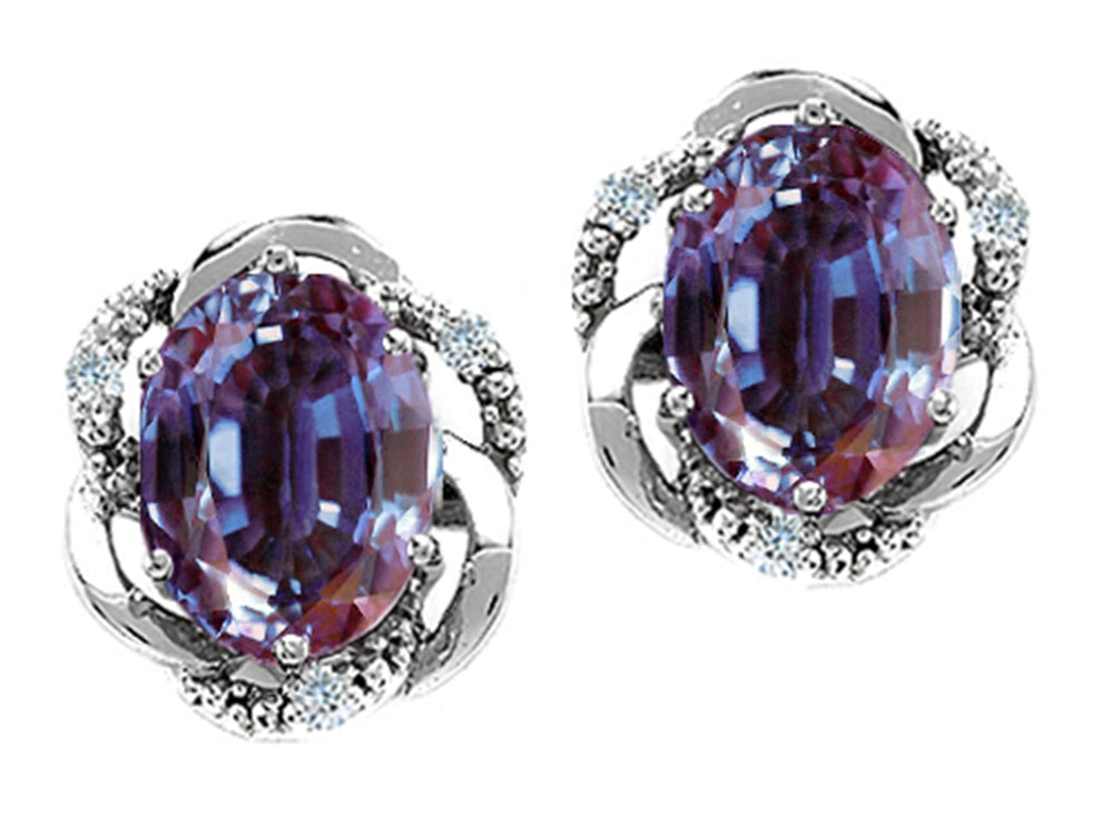 Tommaso Design™ Oval 8x6mm Simulated Alexandrite Earrings