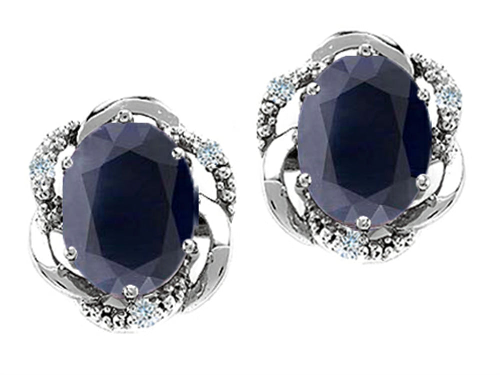 Tommaso Design™ Oval 8x6mm Genuine Black Sapphire Earrings