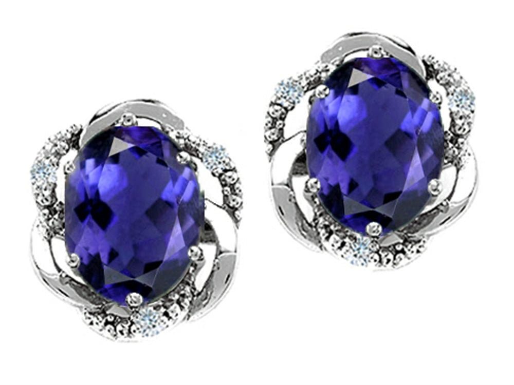 Tommaso Design™ Oval 8x6mm Genuine Iolite Earrings