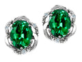 Tommaso Design™ Oval 8x6mm Simulated Emerald Earrings