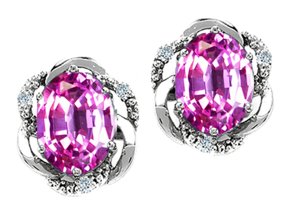 Tommaso Design™ Oval 8x6mm Simulated Pink Tourmaline Earrings