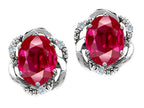 Tommaso Design™ Oval 8x6mm Created Ruby Earrings