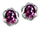 Tommaso Design™ Oval 8x6mm Genuine Rhodolite Earrings