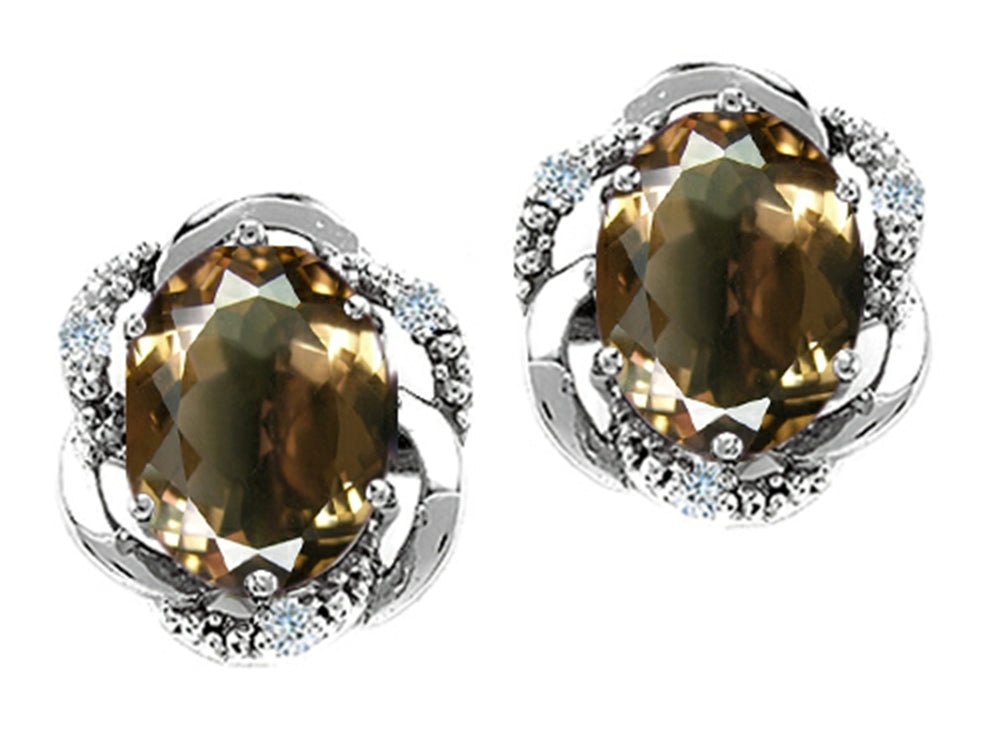 Tommaso Design™ Oval 8x6mm Genuine Smoky Quartz Earrings