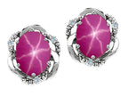Tommaso Design™ Oval 8x6mm Created Star Ruby Earrings