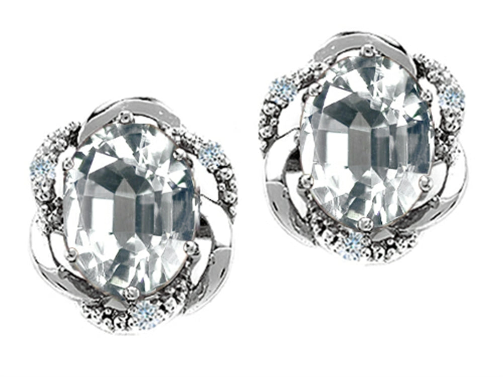 Tommaso Design™ Oval 8x6mm Genuine White Topaz Earrings
