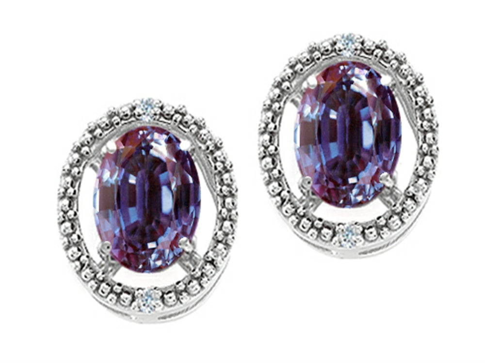 Tommaso Design™ Oval 8x6mm Simulated Alexandrite Earrings