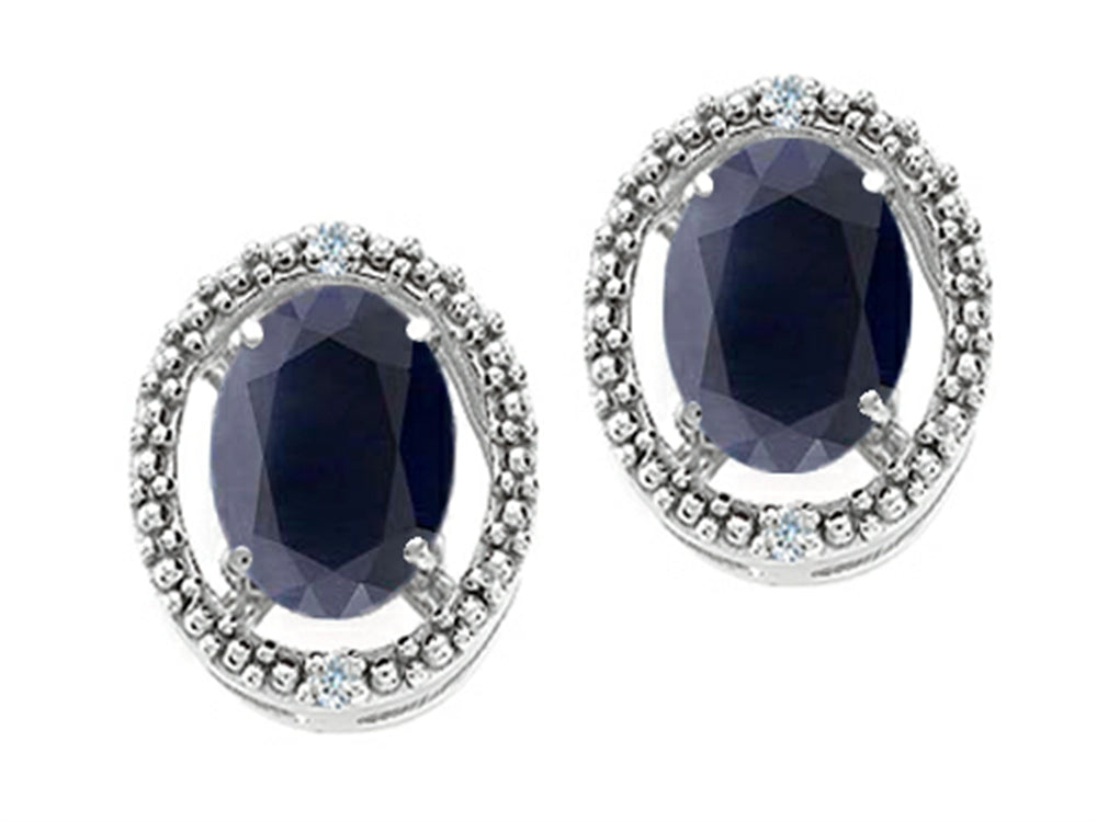 Tommaso Design™ Oval 8x6mm Genuine Black Sapphire Earrings
