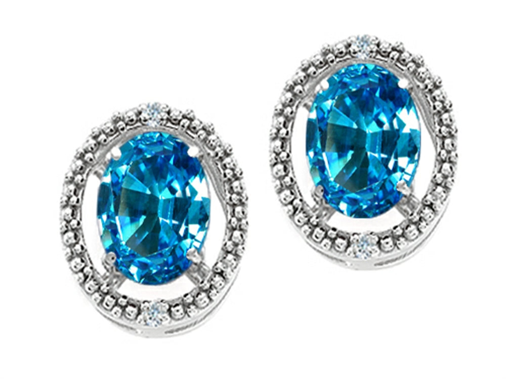 Tommaso Design™ Oval 8x6mm Genuine Blue Topaz Earrings