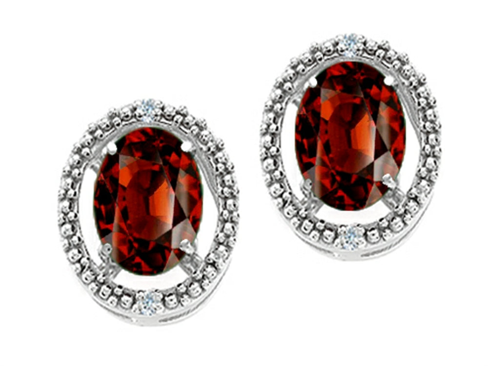 Tommaso Design™ Oval 8x6mm Genuine Garnet Earrings