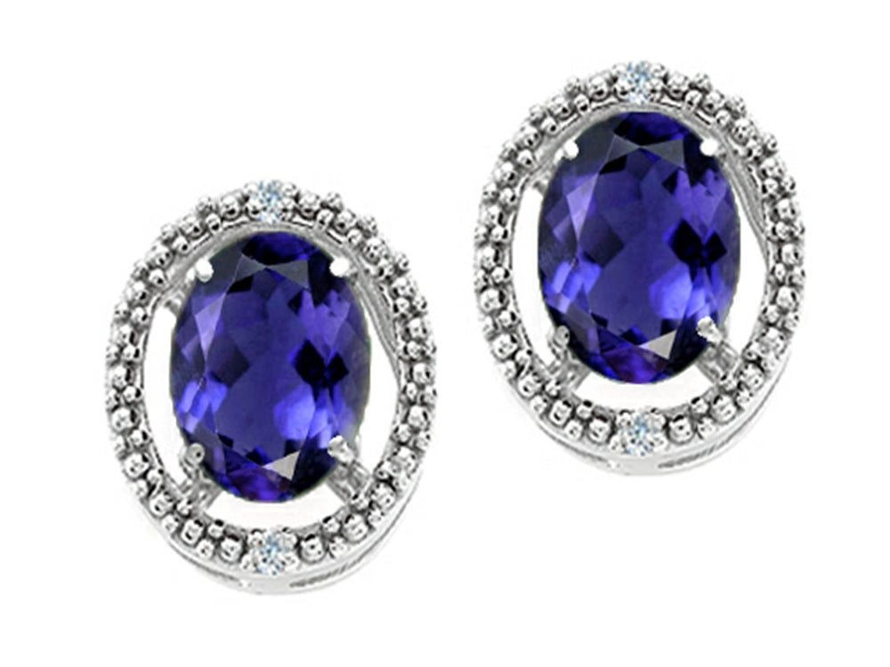 Tommaso Design™ Oval 8x6mm Genuine Iolite Earrings