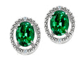 Tommaso Design™ Oval 8x6mm Simulated Emerald Earrings