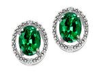 Tommaso Design™ Oval 8x6mm Simulated Emerald Earrings