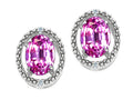 Tommaso Design™ Oval 8x6mm Created Pink Sapphire Earrings