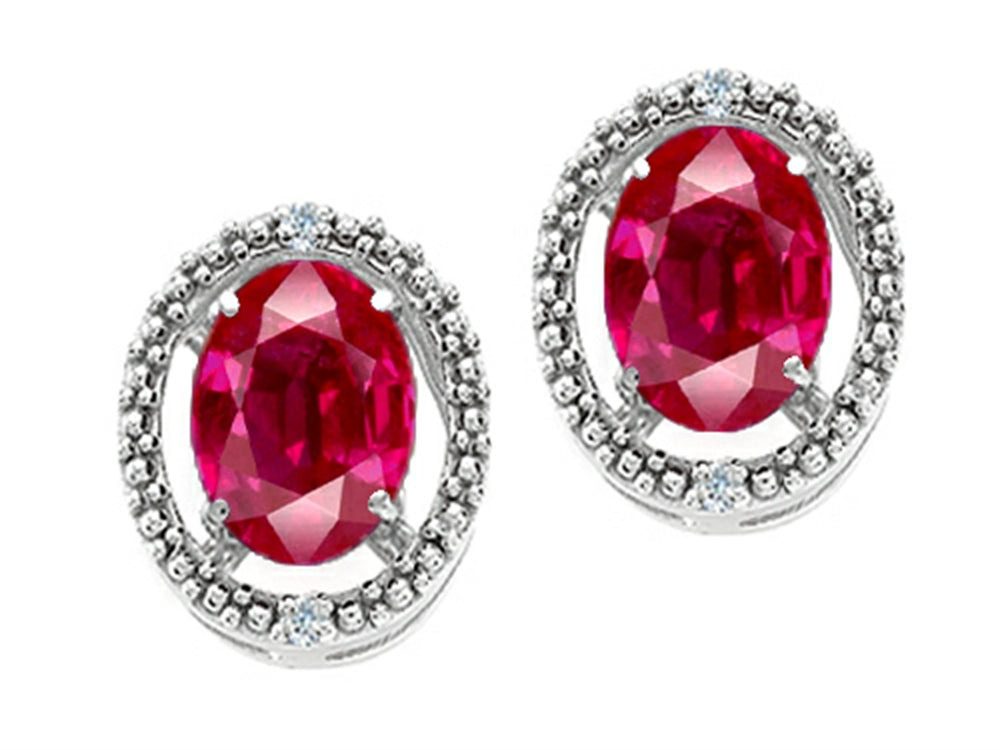 Tommaso Design™ Oval 8x6mm Created Ruby Earrings