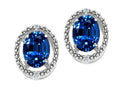 Tommaso Design™ Oval 8x6mm Created Blue Sapphire Earrings