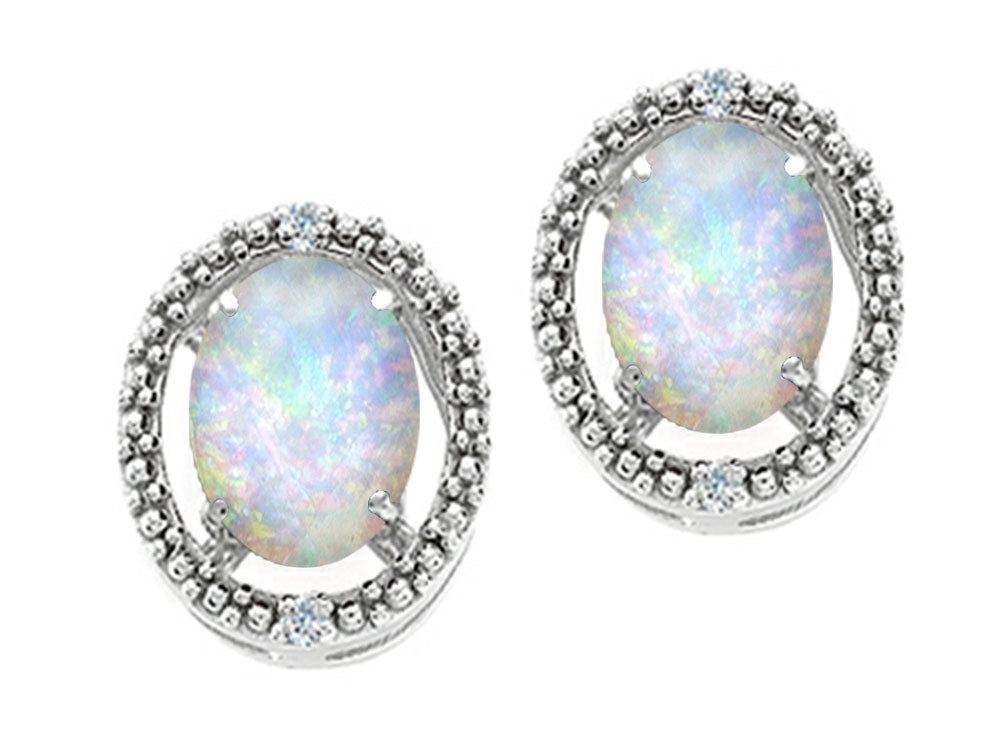 Tommaso Design™ Oval 8x6mm Genuine Opal Earrings