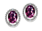 Tommaso Design™ Oval 8x6mm Genuine Rhodolite Earrings