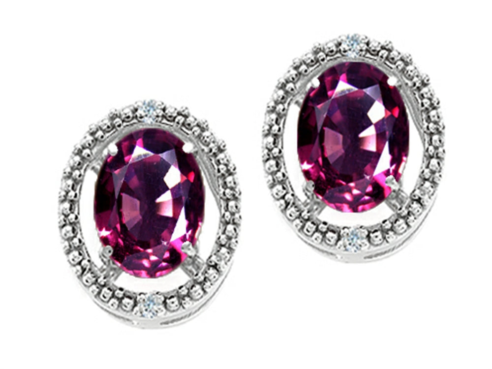 Tommaso Design™ Oval 8x6mm Genuine Rhodolite Earrings