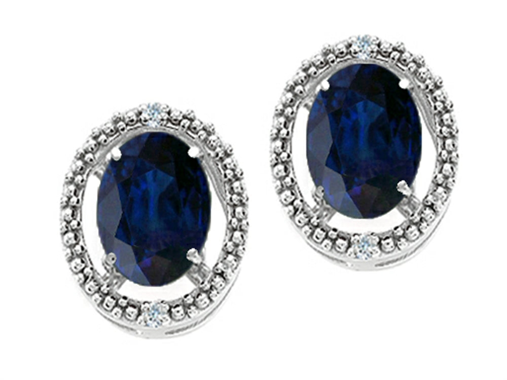 Tommaso Design™ Oval 8x6mm Genuine Sapphire Earrings