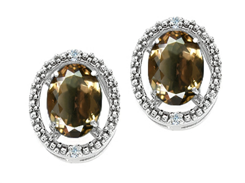 Tommaso Design™ Oval 8x6mm Genuine Smoky Quartz Earrings