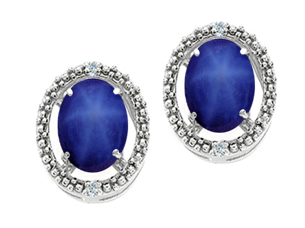 Tommaso Design™ Oval 8x6mm Created Star Sapphire Earrings
