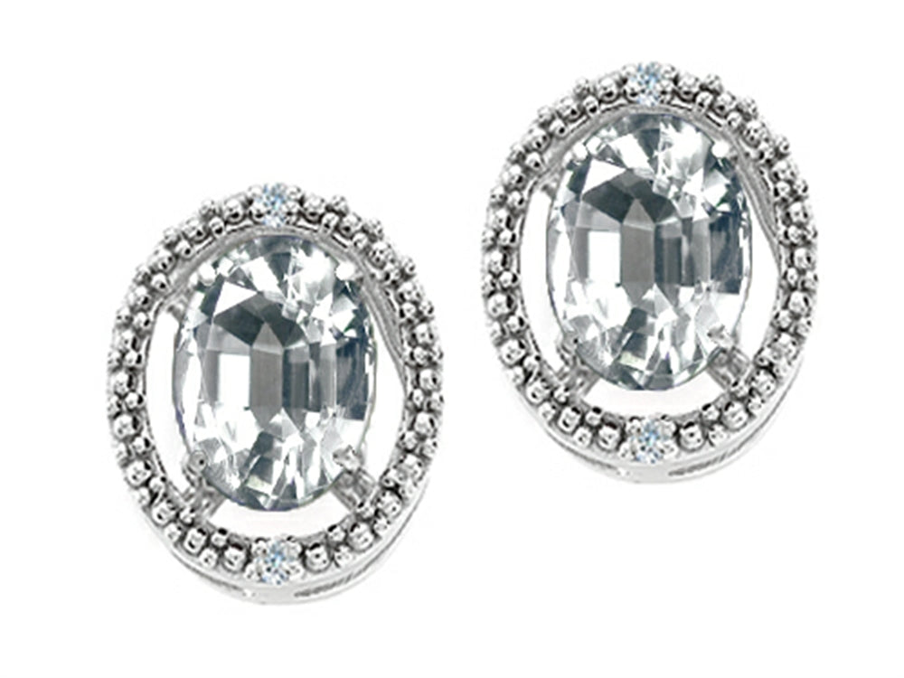 Tommaso Design™ Oval 8x6mm Genuine White Topaz Earrings