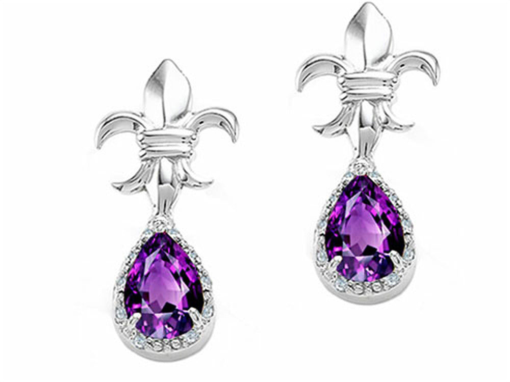 Tommaso Design™ Pear Shape 7x5mm Genuine Amethyst Earrings