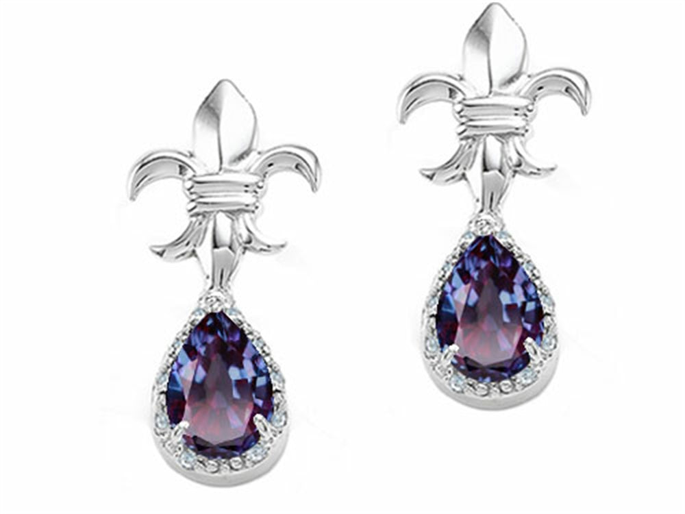 Tommaso Design™ Pear Shape 7x5mm Simulated Alexandrite Earrings