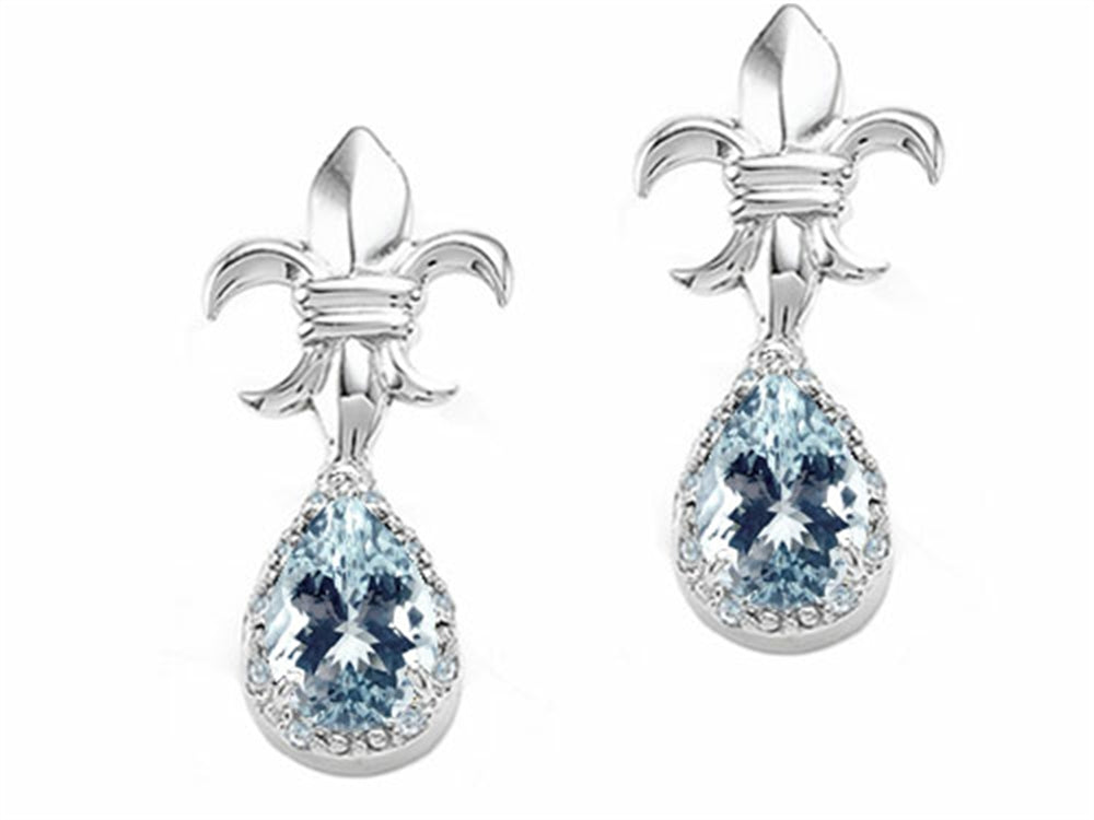 Tommaso Design™ Pear Shape 7x5mm Genuine Aquamarine Earrings
