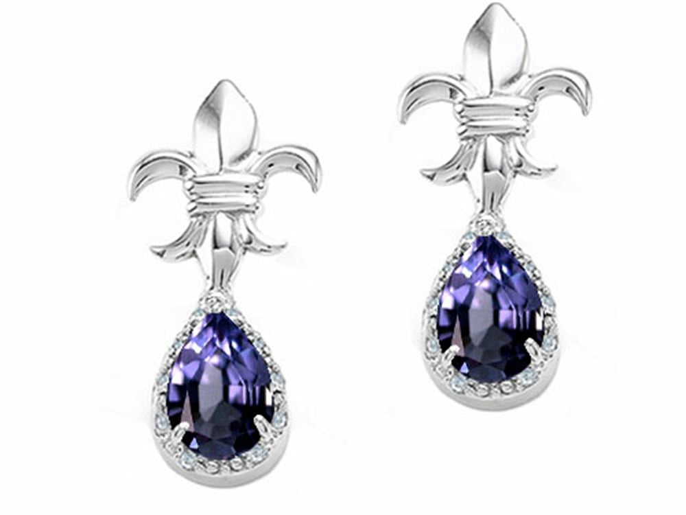 Tommaso Design™ Pear Shape 7x5mm Genuine Iolite Earrings